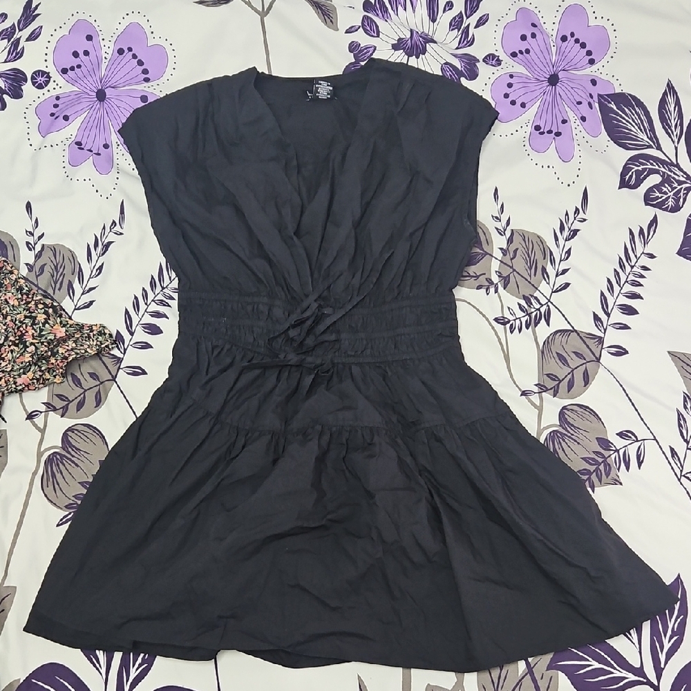 Black V-Neck Mini Dress